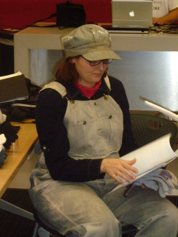 Sally Stephens studies her lines