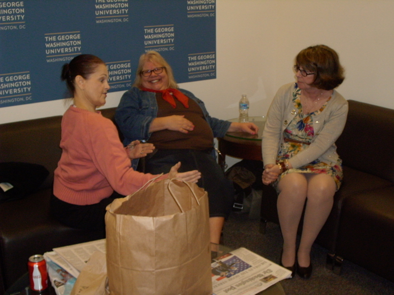 Wendy Wilmer, Mary Whipple and Barbara Bonnet relax in the green room